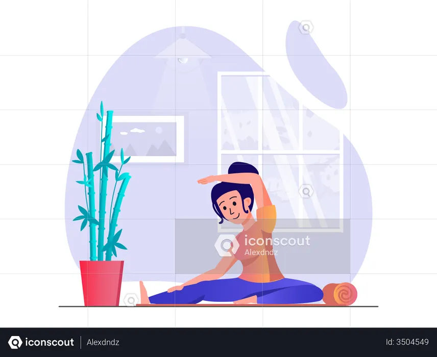 Mujer haciendo ejercicio de yoga  Ilustración