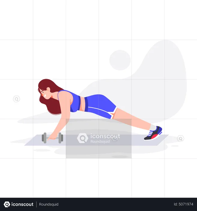 Mujer haciendo ejercicio con pesas  Ilustración