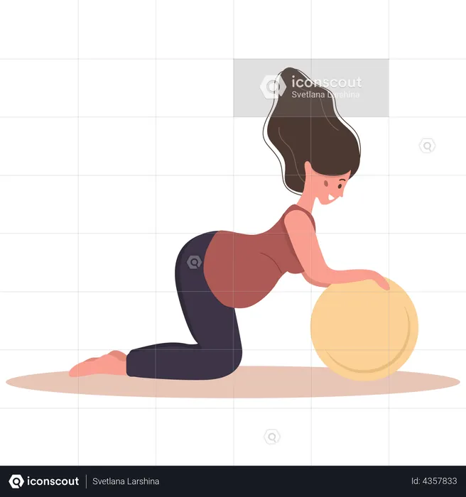 Mujer haciendo ejercicio con pelota de gimnasia  Ilustración