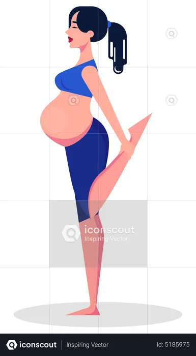 Mujer haciendo ejercicio durante el embarazo  Ilustración