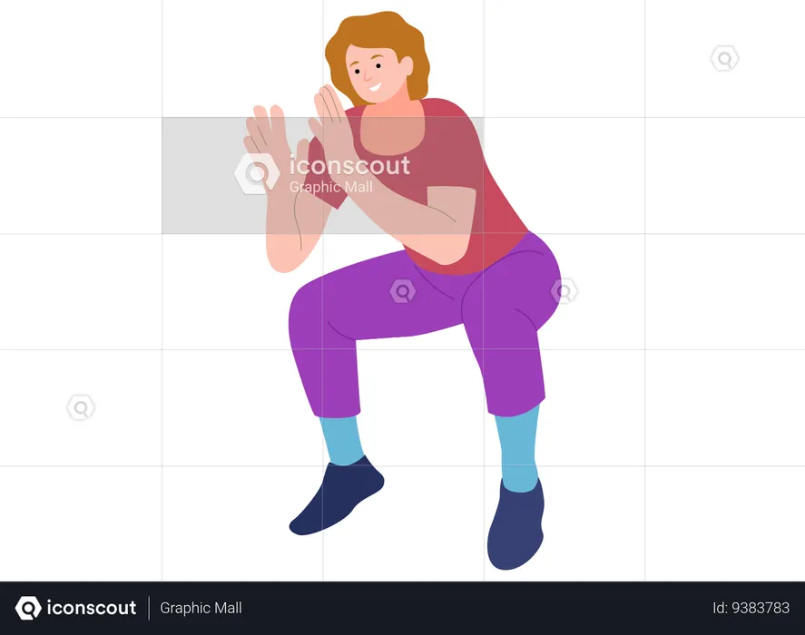 Mujer haciendo ejercicio en cuclillas  Ilustración