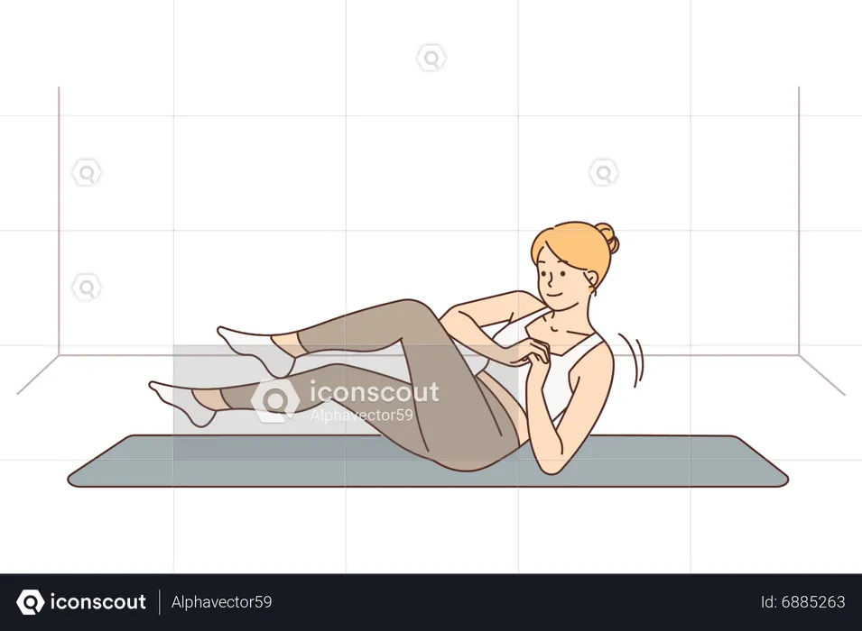 Mujer haciendo ejercicio matutino en casa  Ilustración