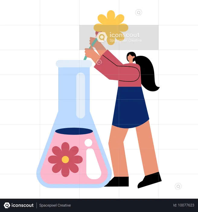 Mujer haciendo fragancia floral  Ilustración