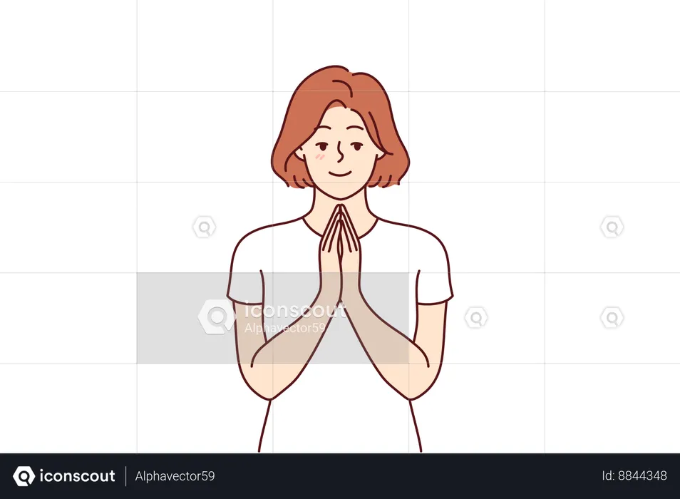 Mujer haciendo gesto de oración  Ilustración