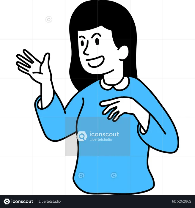 Mujer haciendo gesto de presentación  Ilustración