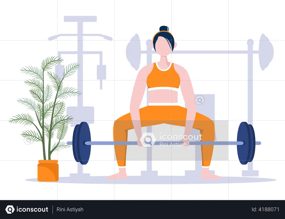 Mujer haciendo levantamiento de pesas  Ilustración