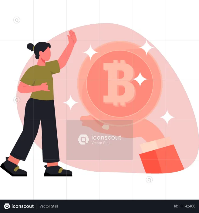 Mujer haciendo inversión de monedas  Ilustración