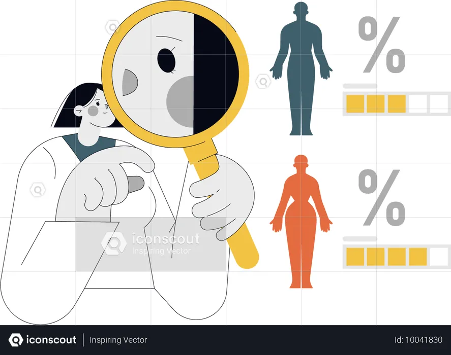 Mujer haciendo investigación humana  Ilustración