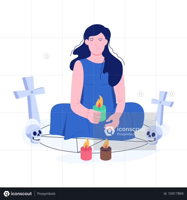 Mujer haciendo magia de cementerio  Ilustración