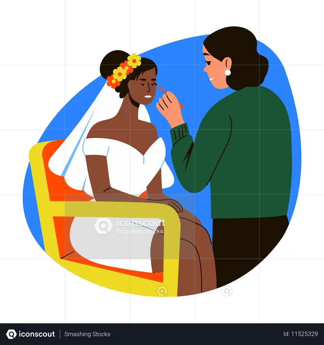 Mujer haciendo maquillaje de novia  Ilustración
