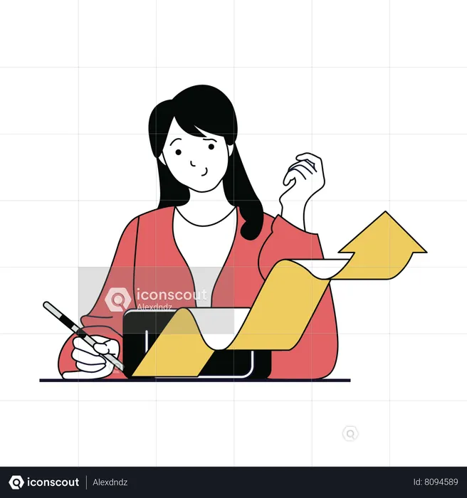 Mujer haciendo marketing online  Ilustración