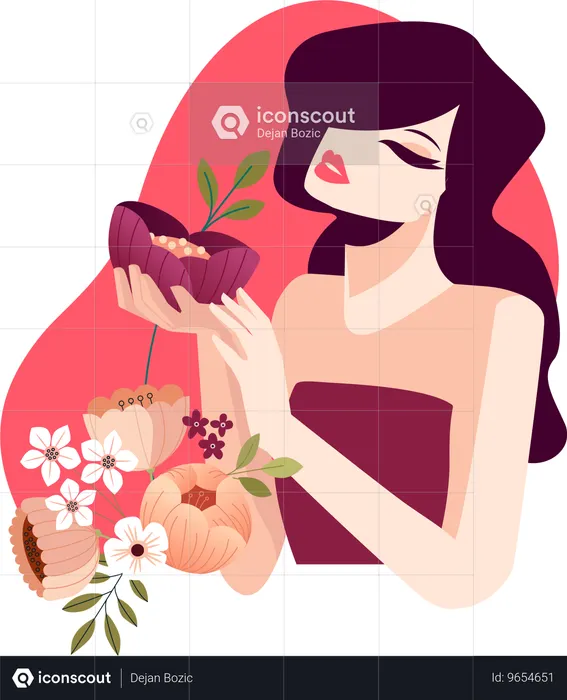 Mujer haciendo masaje facial  Ilustración