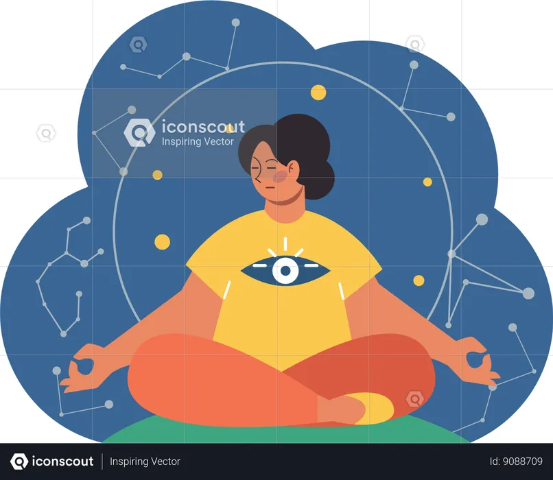 Mujer haciendo meditación  Ilustración