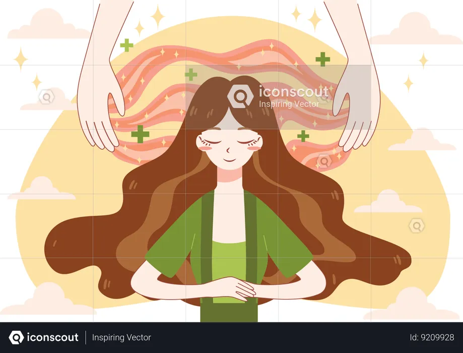 Mujer haciendo meditación  Ilustración