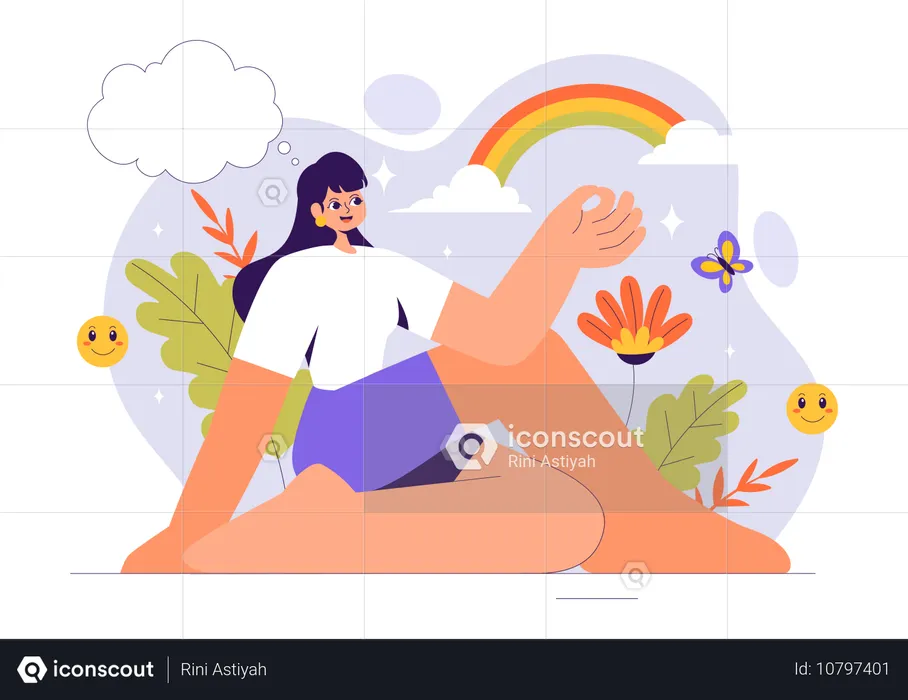 Mujer haciendo meditación  Illustration