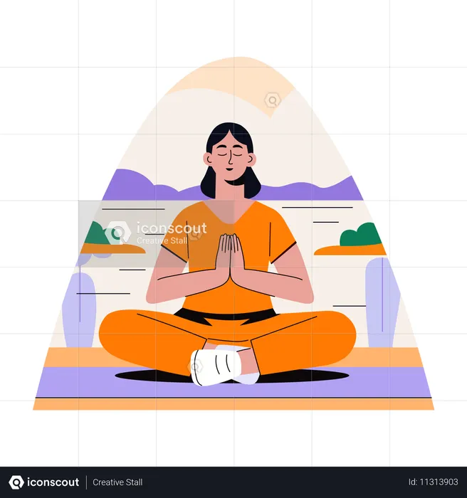 Mujer haciendo meditación  Ilustración