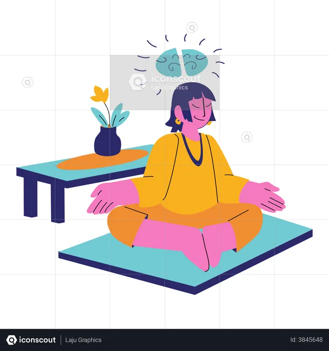 Mujer haciendo meditación  Ilustración