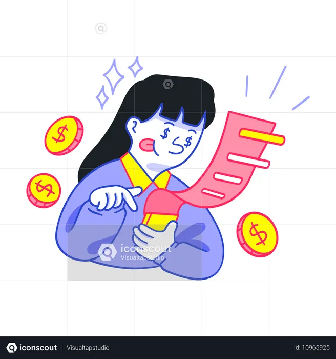 Mujer haciendo planificación de presupuesto  Ilustración