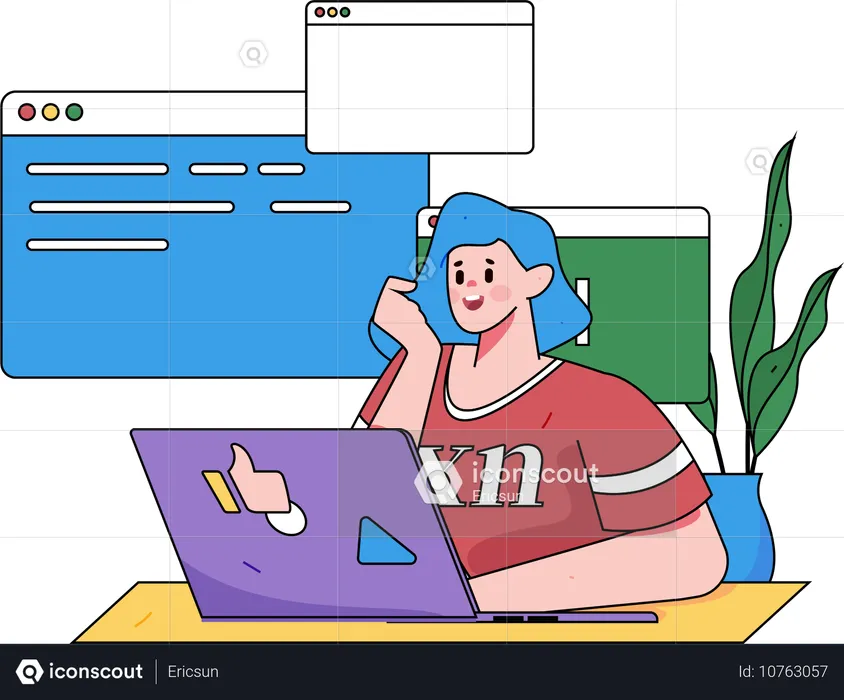 Mujer haciendo programación en línea  Illustration