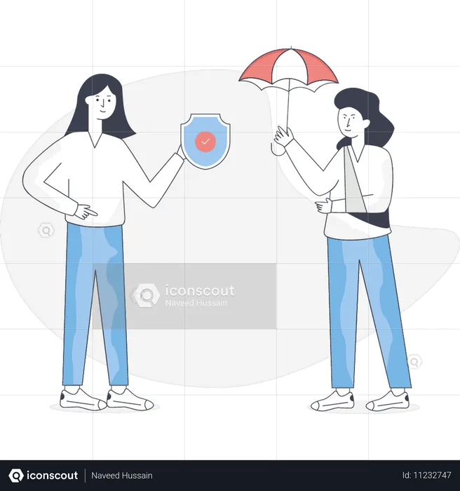 Mujer haciendo protección  Ilustración