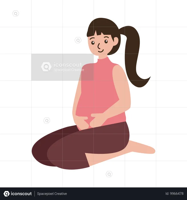 Mujer haciendo sesión de fotos de maternidad  Ilustración