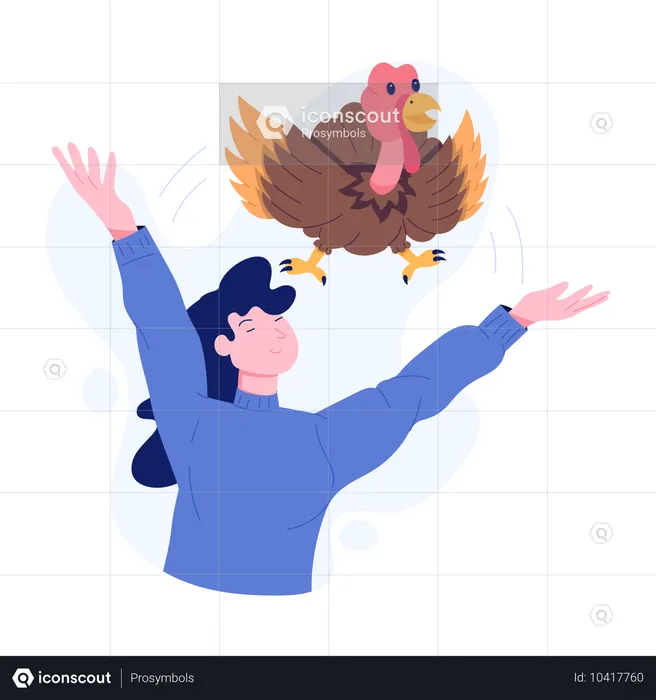 Mujer haciendo el pájaro de Acción de Gracias libre de la esclavitud  Ilustración