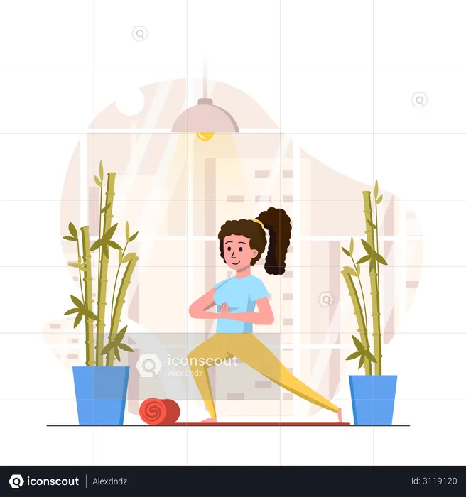 Mujer haciendo yoga  Ilustración