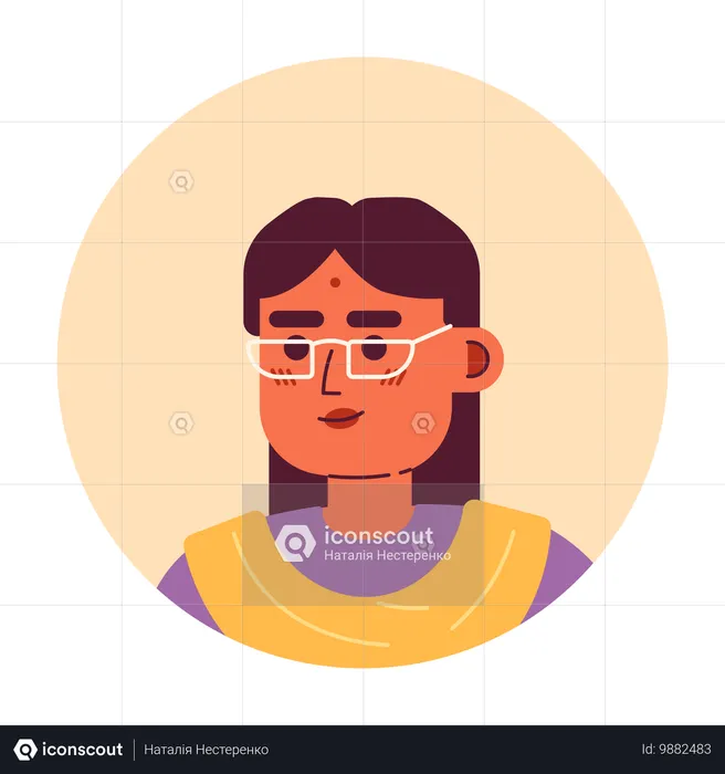 Mujer india adulta con gafas  Ilustración