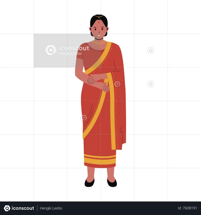 Mujer india en ropa tradicional  Ilustración