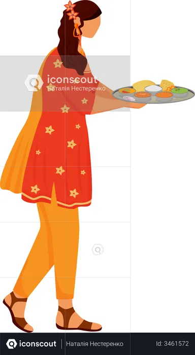 Mujer india vistiendo sari  Ilustración