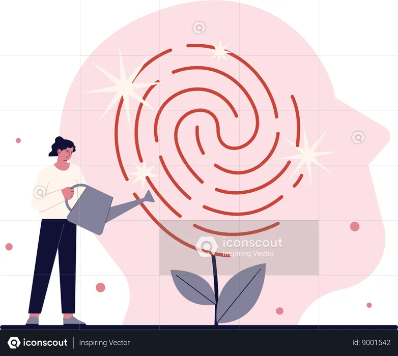 Mujer instala seguridad mediante huellas dactilares  Ilustración