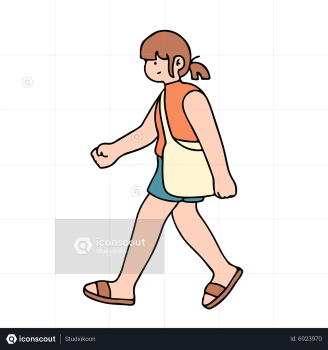 Mujer joven caminando  Ilustración