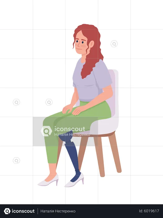 Mujer joven con prótesis de pierna  Ilustración