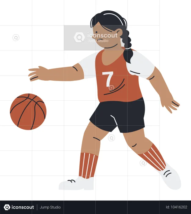 Mujer jugando baloncesto  Ilustración