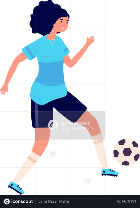 Mujer jugando futbol  Ilustración