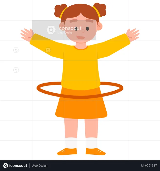 Mujer jugando Hula Hoop  Ilustración