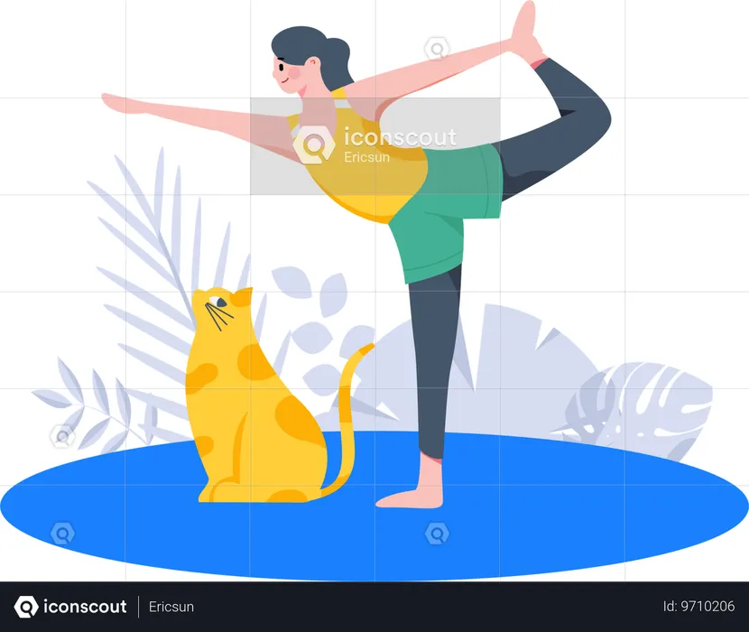 A la mujer le encanta hacer yoga  Ilustración