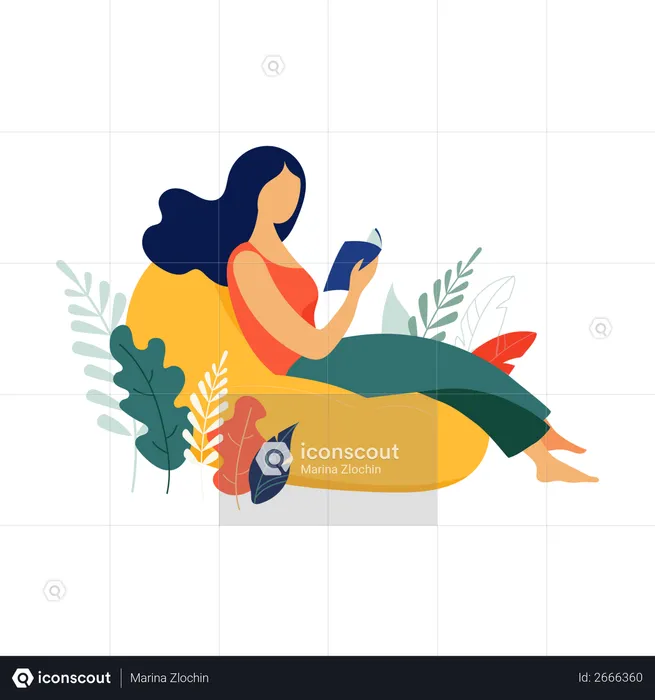 Mujer leyendo libro  Illustration