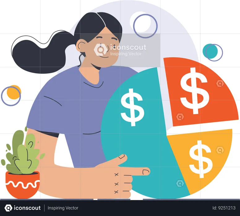 Mujer mostrando precio diferente  Ilustración