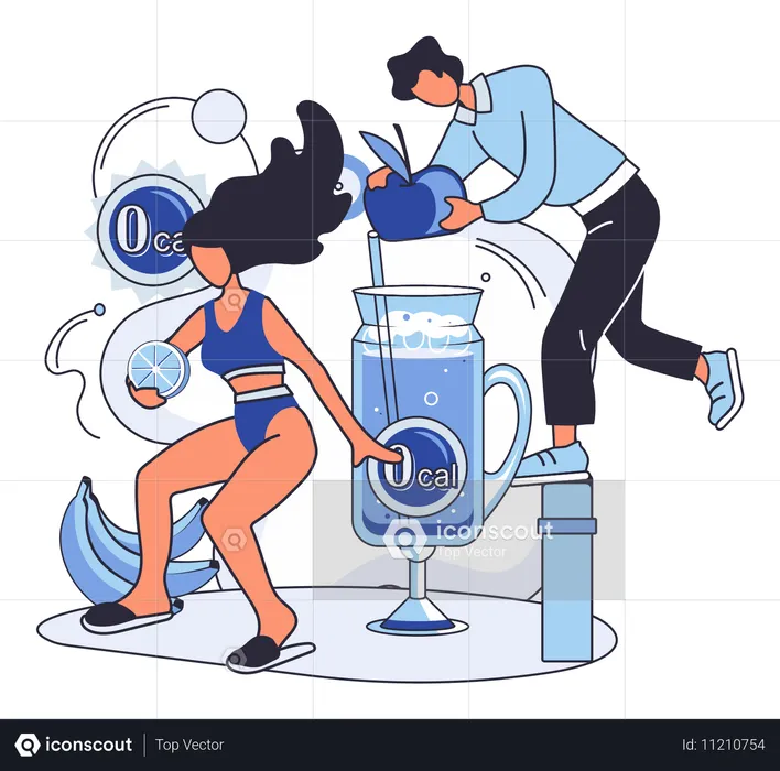 La mujer necesita una bebida de 0 calorías  Ilustración