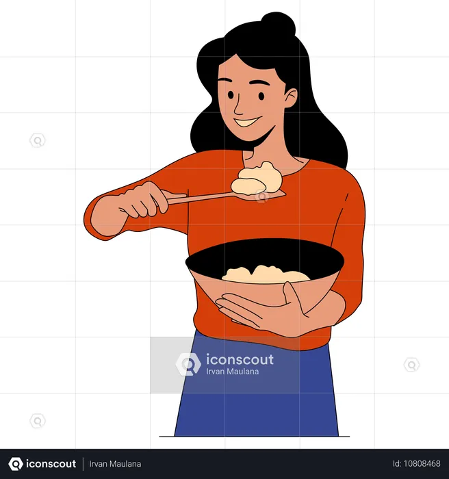 Mujer oliendo comida  Ilustración