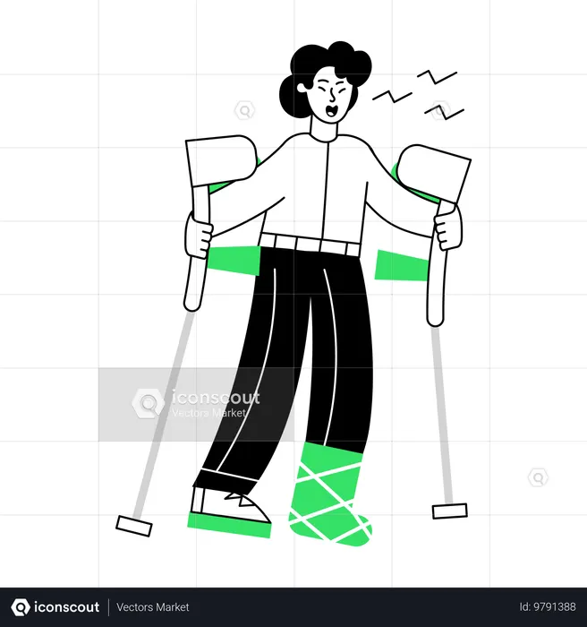 Pierna de mujer rota  Ilustración