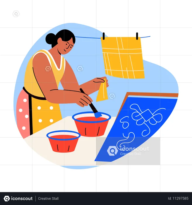 Mujer pintando tela  Ilustración