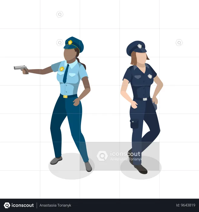 Oficial de policía con pistola  Ilustración