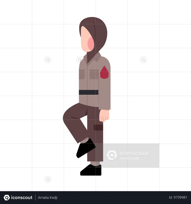 Mujer policía indonesia en uniforme  Ilustración