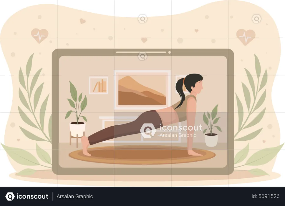 Mujer practicando yoga  Ilustración