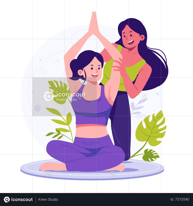 Mujer practicando yoga  Ilustración