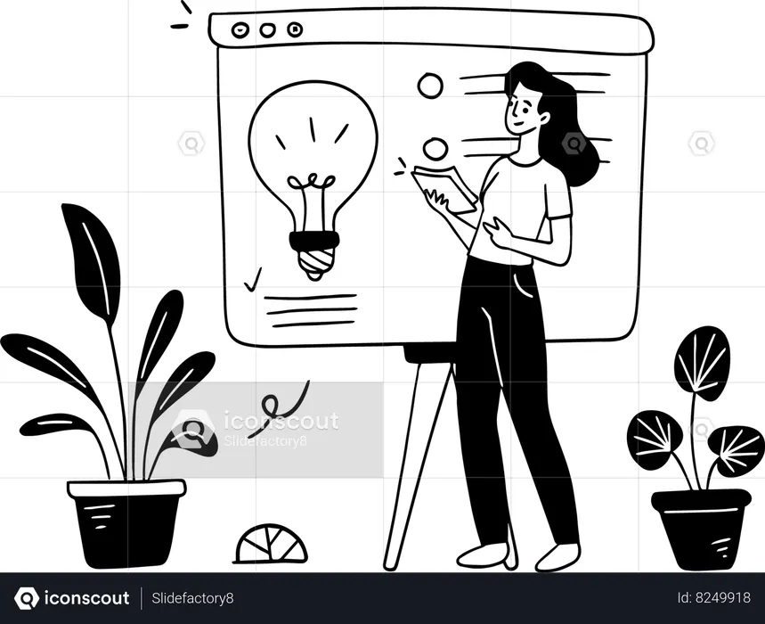 Mujer presentando idea  Ilustración