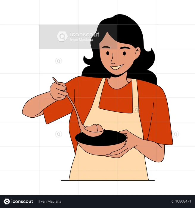 Mujer probando comida  Ilustración