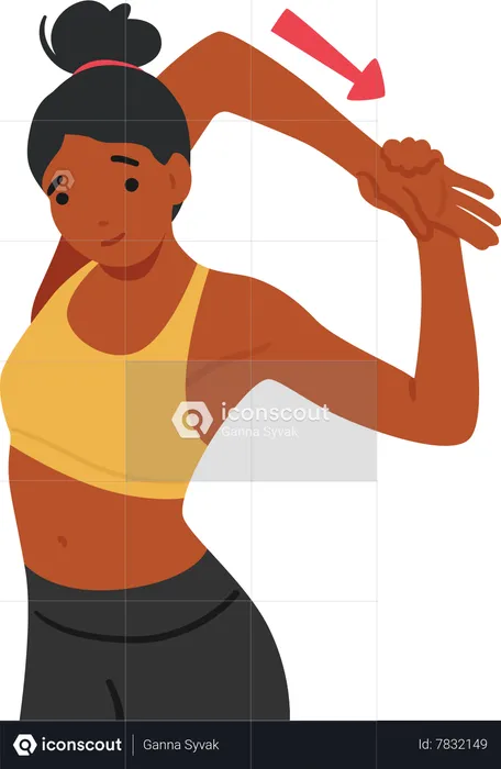 Mujer realiza ejercicios de estiramiento  Ilustración